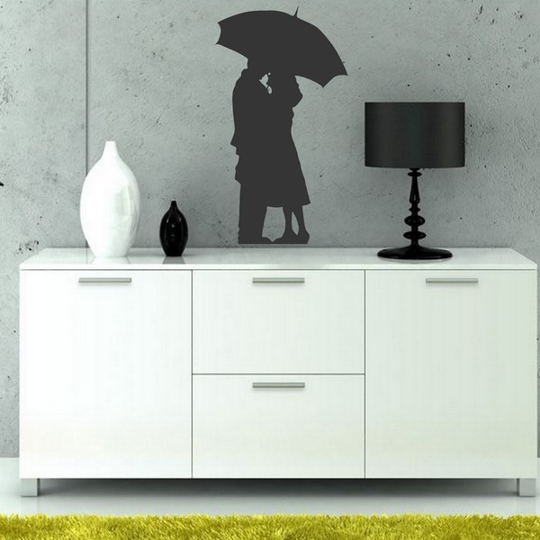 Exemple de stickers muraux: Amoureux sous la Pluie